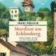 Book cover: 'Mordlust am Schlossberg' by Franz Preußler (Historischer Krimi aus der Steiermark); photo of a clock tower over a village with bright blue sky and green trees.