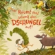 Colorful children's book cover for 'Räumt mal schnell den Dschungel auf!' by Günther Jakobs, showing a playful jungle scene with a toucan, anteater, small monkey, and a brown animal among leaves and vines.